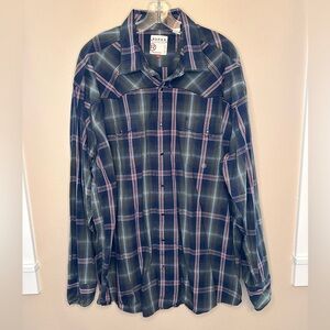 Roper Men’s Long Sleeve Black Pearl Snap Western Shirt Size 2XL Blue Gra…